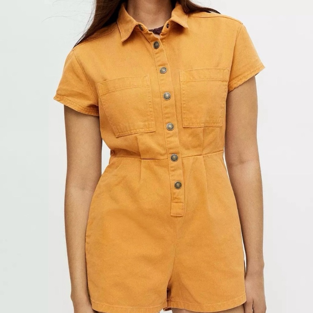 BDG Urban Outfitters Rusty Yellow Denim Button Down Romper size L